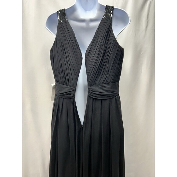 Anne Klein 100% Silk Black Women's Size 10 Sleeveless Dress Sparkle Straps Party - Picture 7 of 16